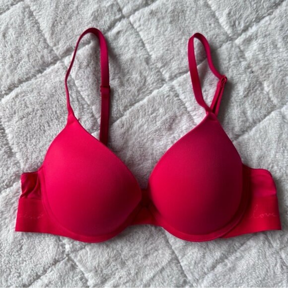 Victoria's Secret PINK | Red Script Wear Everywhere Push Up Bra | Size 34A - Picture 6 of 13